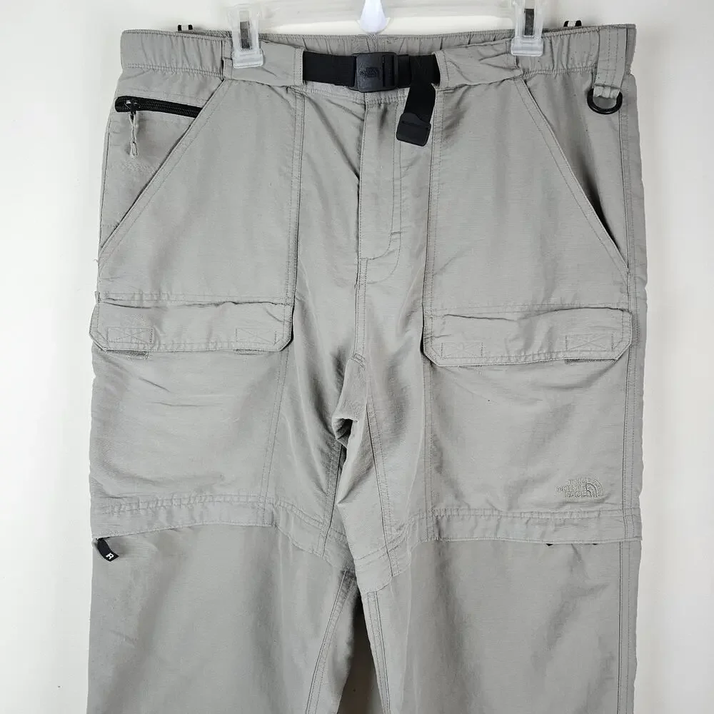 The North Face Pants Convertible Mens Large Beige Tan Cargo Outdoor Hiking Belt